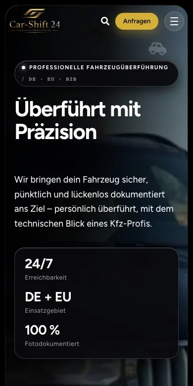 CarShift24 – Mobile Ansicht (Case Study von Pixoraa)