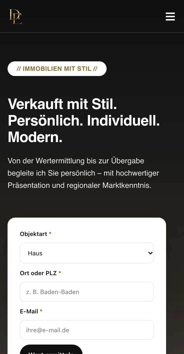 Dream Estate Immobilien – Mobile Ansicht (Case Study von Pixoraa)