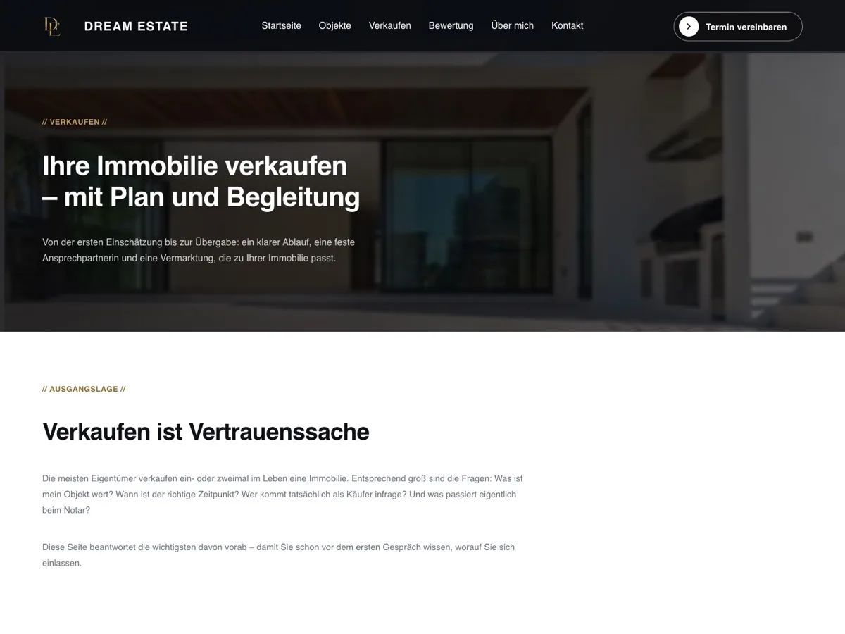Dream Estate Immobilien – Immobilie verkaufen (Case Study von Pixoraa)